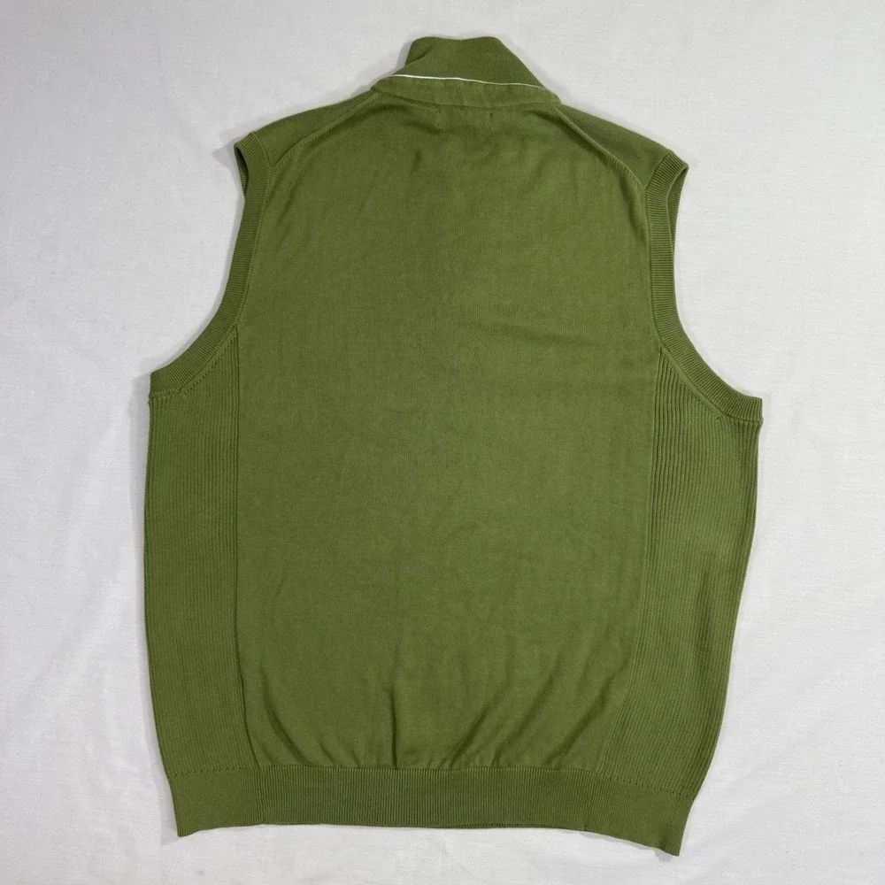 BOBBY JONES 1/4 ZIP PULLOVER SWEATER VEST GREEN MENS Sz Large 100% Cotton